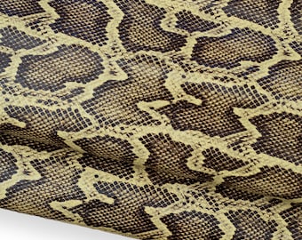 PYTHON textured leather hide, beige brown REPTILE printed calfskin, snake pattern on soft hide B18554-ST La Garzarara