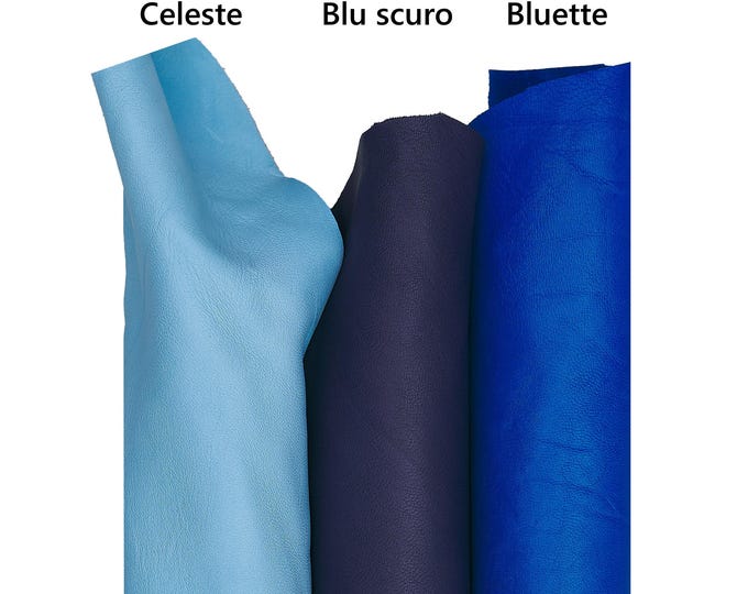Blue NAPPA lambskin leather skins, smooth soft lamb, sheepskin for GARMENTS, 0.7 - 0.8 mm B17599-TU La Garzarara