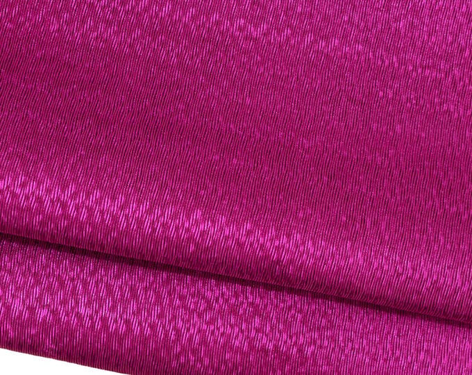 Fuchsia METALLIC leather hide, bright PRINTED cowhide, super soft carved calfskin, 0.8 - 0.9 mm B18735-MT(st) La Garzarara
