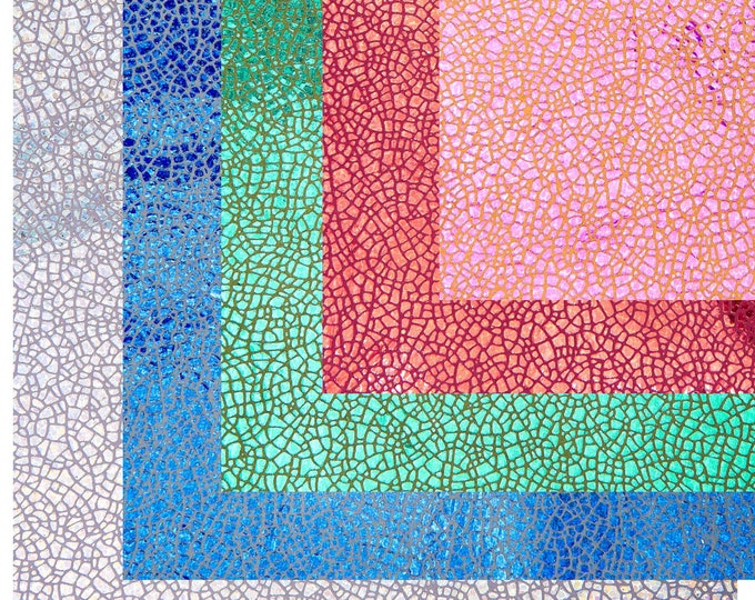 IRIDESCENT crackle printed leather skin, metallic goatskin, bright shiny hide B16826-MT(ST) La Garzarara