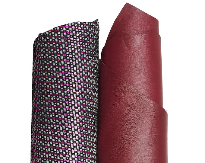 Boundle of MATCHING skins as per picture, white black fuchsia goatskin and burgundy smooth nappa sheepskin B17167-MT(ST) La Garzarara