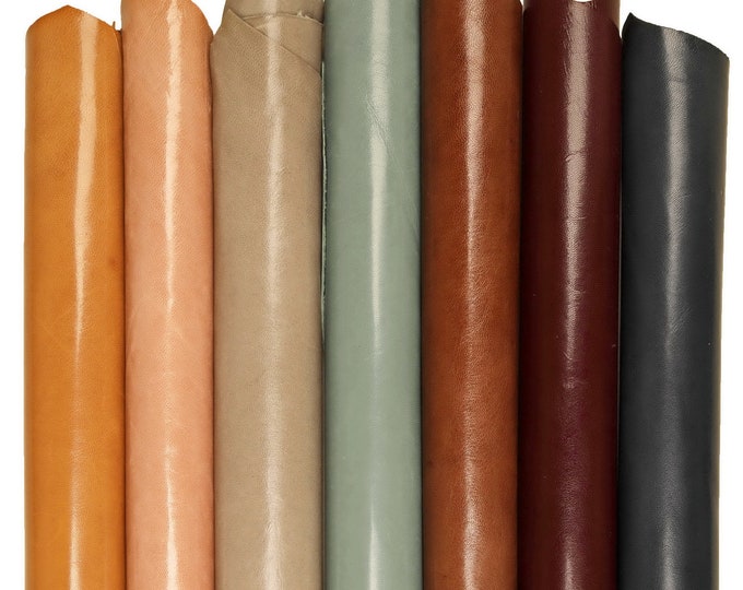 Boundle of 5 or 7 FULL goatskins, random assortment of solid color glossy skins B16302-TU La Garzarara