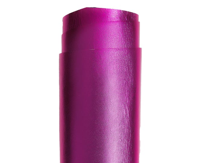 Fuchsia METALLIC leather skin, deep pink glossy goatskin, bright sparkle hide 0.8 - 1.0 mm for crafters B17184-MT La Garzarara