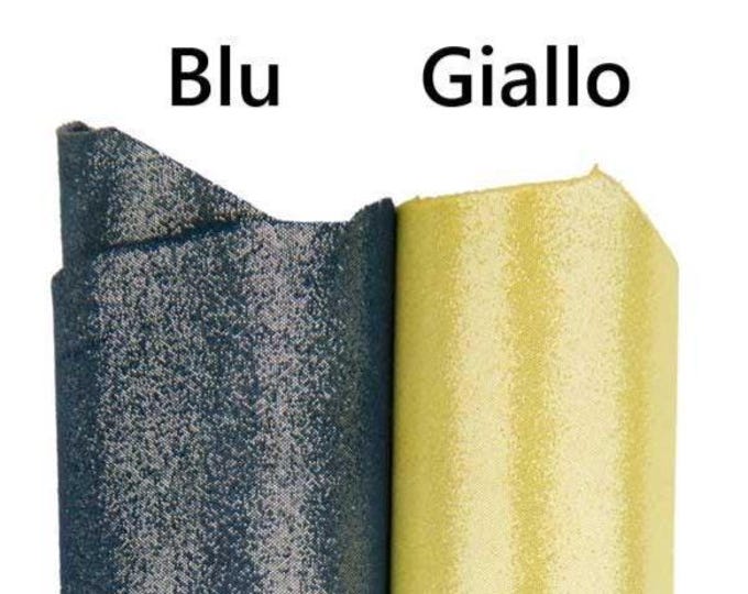 Sparkle leather skin, bright soft glitter goatskin for diy creations, blue yellow metallic suede hide B18713-MT La Garzarara