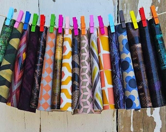 10 Colorful Printed Leather Scraps RANDOM selection, GEOMETRIC and ABSTRACT leather scraps  5x5" / 12x12 cm and 10x8" / 20x25 cm  RT340