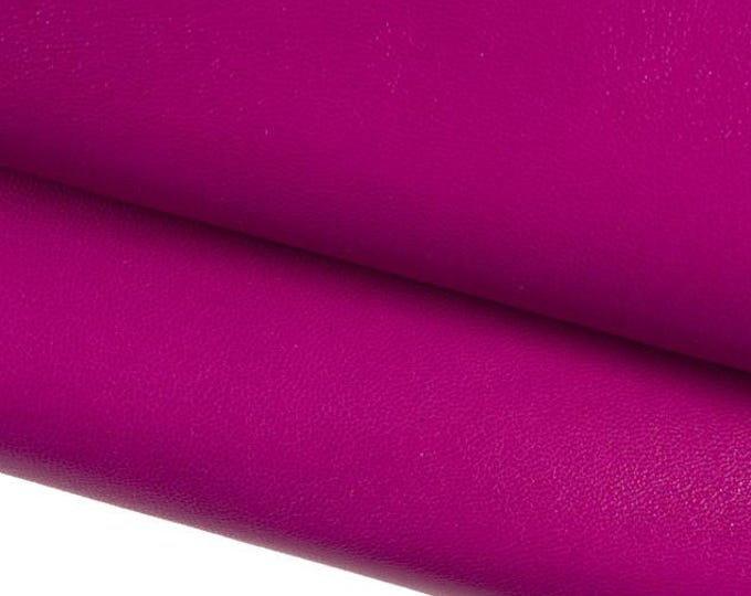 FUCHSIA glossy NAPPA skin, smooth fuxia sheepskin, deep pink silky lambskin for crafting and diy projects B18571-TU La Garzarara