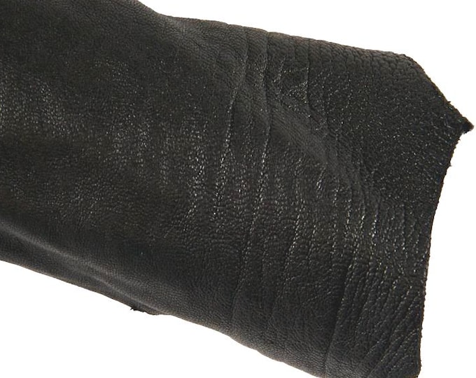 BLACK semi glossy leather skin, washed sheepskin with irregular grain, silky semi glossy lambskin, 1.6 - 1.8 mm B16780-TB La Garzarara