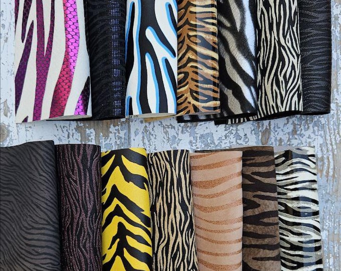 ZEBRA leather Scraps – Exotic  zeb Printed Leather for DIY & Sewing -  animal print offcuts colors random from picture   RT326  La Garzarara