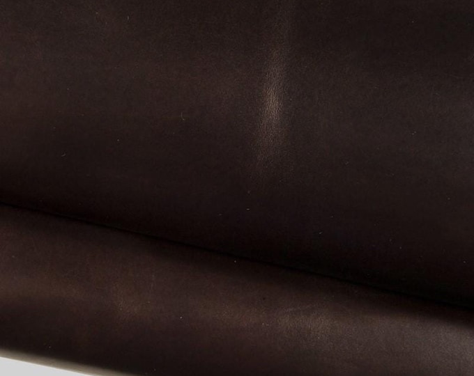 Dark brown VEGETABLE tan leather hide, glossy smooth cowhide, pull up natural fine italian calfskin B17103-TU La Garzarara