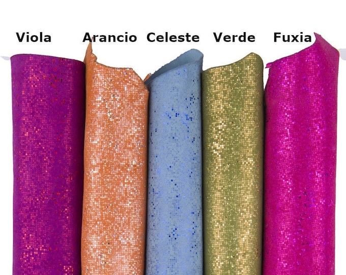 Metallic TEXTURED leather hide, iridescent suede goatskin, pixel print on soft hide B16457-MT(ST) La Garzarara