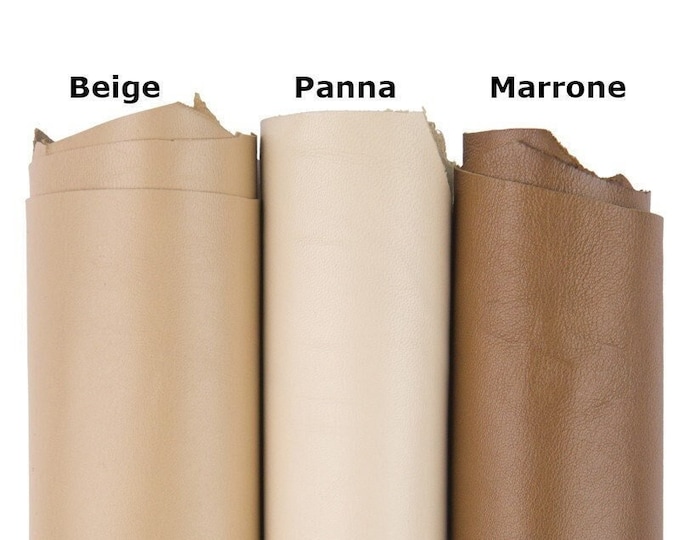 SOFT NAPPA lambskin sheepskin leather hide – natural cream beige brown, smooth lamb sheep skin 0.8-1.0 mm B16472-TU La Garzarara