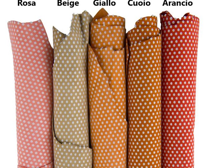 POLKA DOT printed suede leather skin, beige, pink, yellow, tan, orange textured soft goatskin B17346-ST La Garzarara