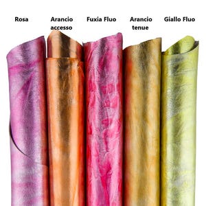 Pellame LAMINATO stropicciato colori accesi e fluorescenti, pelle di capra metallizzata morbida sfumata per hobbisti B17321-MT La Garzarara