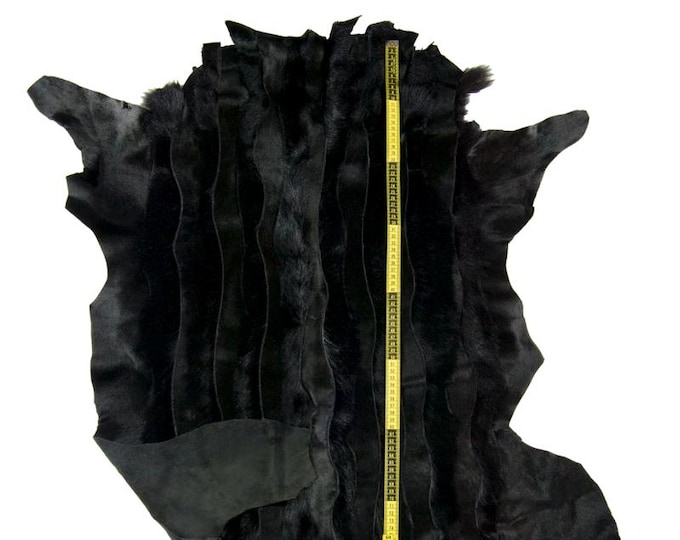 BLACK hair on leather hide, short hair long hair, striped printed STITCHED pony patchwork calfskin B17091-CV La Garzarara