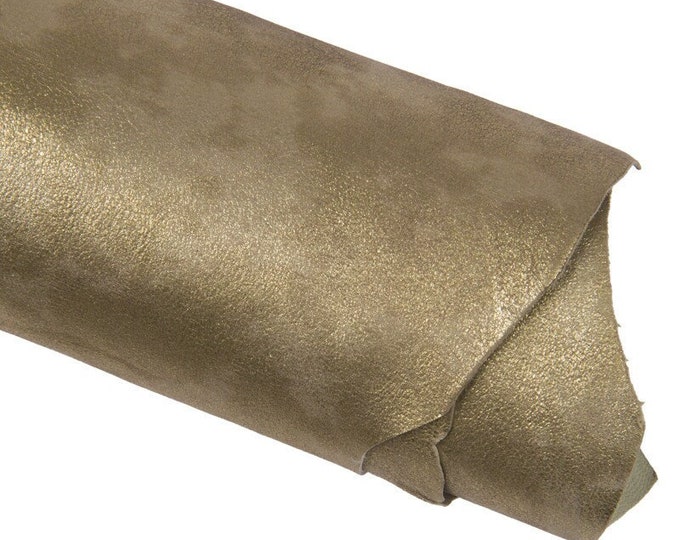 Metallic suede goat leather skin, aged platinum laminated suede camouflage pattern, leather hide for fashion accessories B16428-MT(ST)
