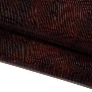 Pellame stampa LIZARD MARRONE, vitello lucido classico motivo tejus, pelle stampata lucertola 0.9 -1.1 mm B16773-ST La Garzarara