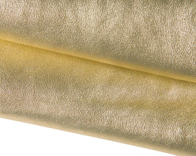 Luxurious soft PLATINUM metallic leather skin, tiny grain textured italian goatskin hide, perfect for DIY projects B16917-MT La Garzarara