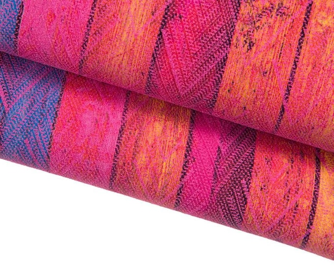 MULTICOLOR striped leather hide, STRIPES pattern on glossy soft cowhide, colorful printed suede calfskin B16846-ST La Garzarara