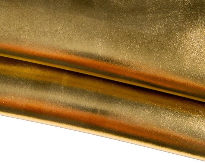 Old GOLD metallic soft leather skin, SMOOTH bright goatskin top quality sparkle hide 0.7 - 0.8 mm diy projects B16965-MT La Garzarara