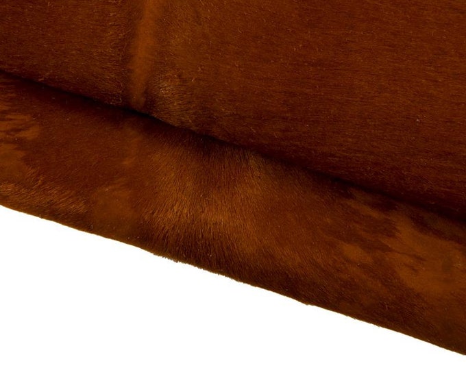 Tan BROWN hair on leather hide, AGED spotted pony calfskin, vintage distressed cowhide for diy projects B17049-CV La Garzarara