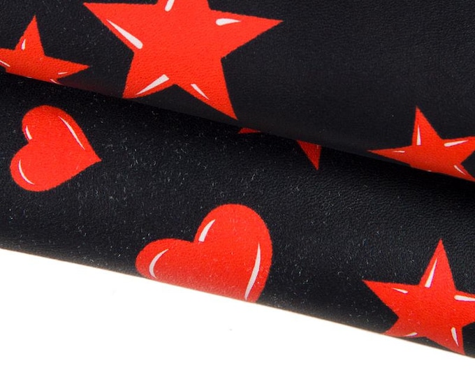 Hearts STARS lips textured leather skin, black red printed sheepskin, soft lambskin B16863-ST La Garzarara