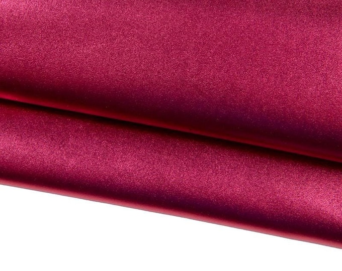 Bright pink metallic SMOOTH lambskin, premium quality glazed leather skin, soft sheepskin 0.7 - 0.9 mm perfect for diy projects B16950-MT
