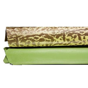 ZESTAW skóra w kolorze limonkowo-zielonym + nadruk gadów PYTHON, cała skóra, modne wykonanie, naturalny efekt węża B16971-ST