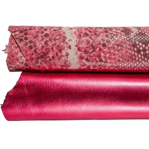 Pieles laminadas rojas y con estampado de pitón, 2 pieles metalizadas tono sobre tono y con estampado de reptil para aficionados B16989-MT(st)