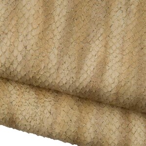 Pale yellow PYTHON printed leather hide with gold GLITTER, soft bright reptile textured cowhide B19320-MT(st) La Garzarara