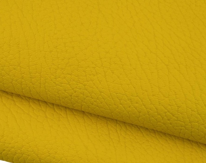 Yellow GRAINY leather skin, super SOFT matt goatskin, sporty printed hide , 0.6 - 0.7 mm , ideal for crafters B19419-TU La Garzarara