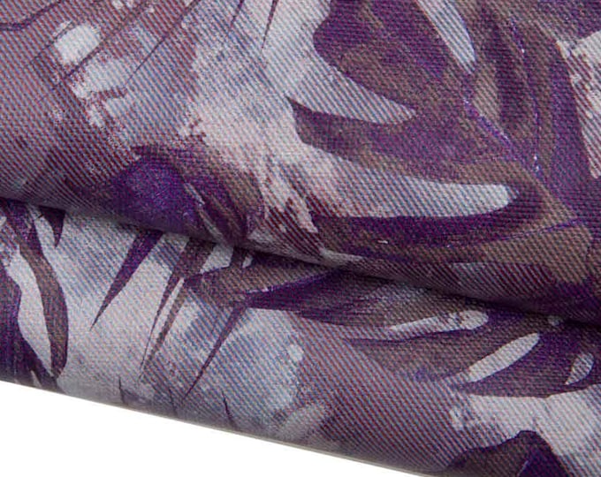 FLOWER printed leather hide, purple texture on SAFFIANO printed cowhide, stiff matt calfskin for crafting B17881-ST La Garzarara