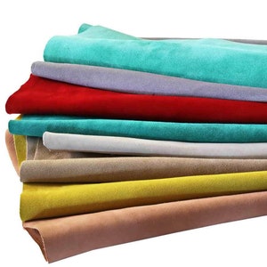 SUEDE and NUBUCK Leather scraps - big size cutouts - solid colors, light SUMMER colors, Offcuts leather pieces  AMZ37/B