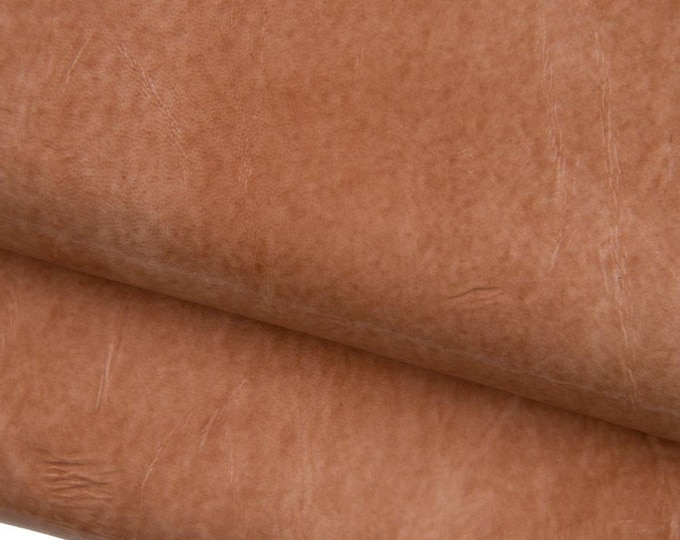 Flesh pink AGED leather skin, GLOSSY soft distressed goatskin, antiqued wrinkled hide for hobbyists B19319-ST La Garzarara