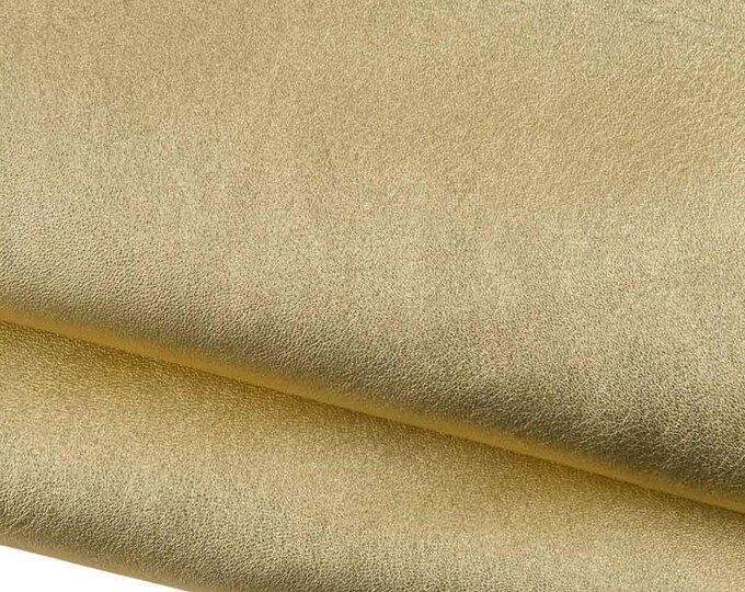 Thin Gold METALLIC leather skin, smooth SPARKLE goatskin with tiny grain, bright soft material B19100-MT La Garzarara