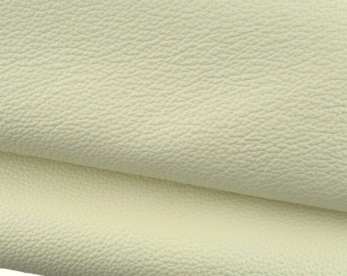 Cream white PEBBLE GRAIN printed calfskin, soft matt leather skin, sporty thick hide for crafters  1.4-1.6 mm   B19221-TU La Garzarara