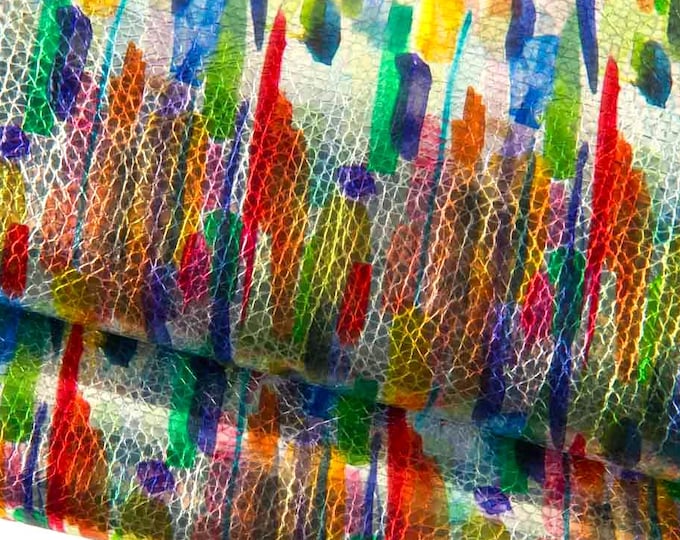 Multicolor BRUSH STROKE textured goatskin, colorful painte effect dessigner leather skin B19189-MT(st) LaGarzarara