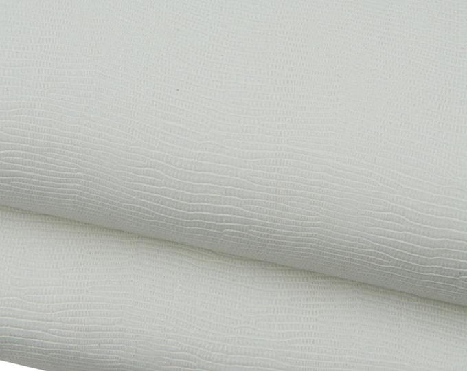 White LIZARD printed leather hide, GLOSSY embossed cowhide, reptile printed calfskin, soft B19321-ST La Garzarara