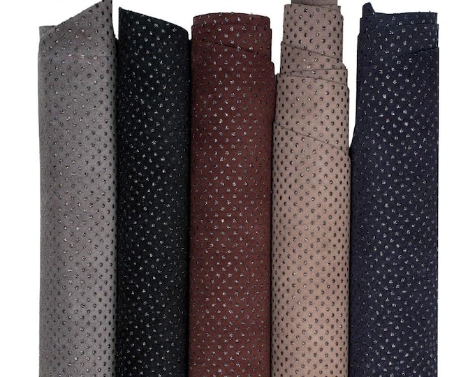 POLKA DOTS printed leather hide, glitter textured suede cowhide, soft bright calfskin for crafters B19549-ST La Garzarara