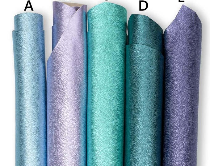 Metallic Pebbled Leather, Pearl Finish Genuine Leather Hide, Blue, Lilac, Aqua, Teal & Purple skin B19229-MT La Garzarara