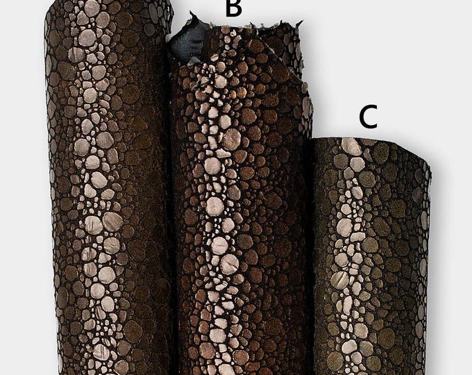 Metallic CROCODILE printed leather skins, bronze, brown, green soft GLITTER goatskins, sparkle materials  B19494-MT(st) La Garzarara