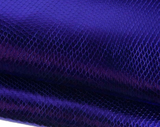 Purple PYTHON leather skin, METALLIC reptile printed cowhide glossy soft snaskin for diy projects B19271-MT(st) La Garzarara
