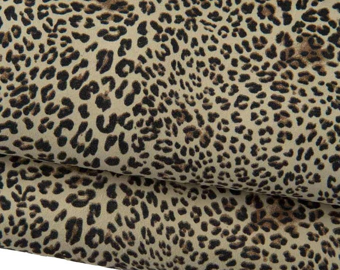 LEOPARD textured leather skin, ANIMAL printed suede goatskin, black cheetah pattern on milk white soft skin B19187-ST La Garzarara