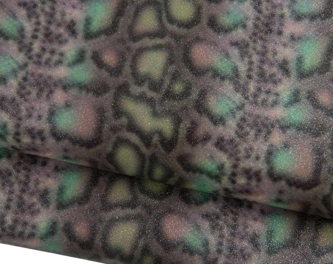 LEOPARD printed leather skin, MULTICOLOR glitter goatskin, metallic cheetah textured hide for crafters B19124-MT(st) La Garzarara
