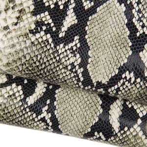 ROCK PYTHON textured leather hide, black - grey reptile snake printed calfskin, semi glossy cowhide for diy creations B17974-ST La Garzarara