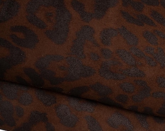 Piel animalier marrón, piel de cabra con estampado de leopardo marrón oscuro, piel de leopardo, ante suave de guepardo B18700-ST La Garzarara