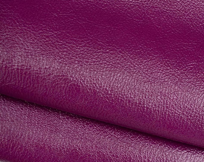 Plum purple NAPLACK leather skin, solid color soft PATENT goatskin,1.0 - 1.2 mm, for crafters B19608-TU La Garzarara