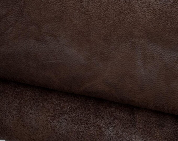 Vintage sheepskin leather , chocolate brown washed lambskin, soft wrinkled distressed hide for hobbyists B19556-VT La Garzarara