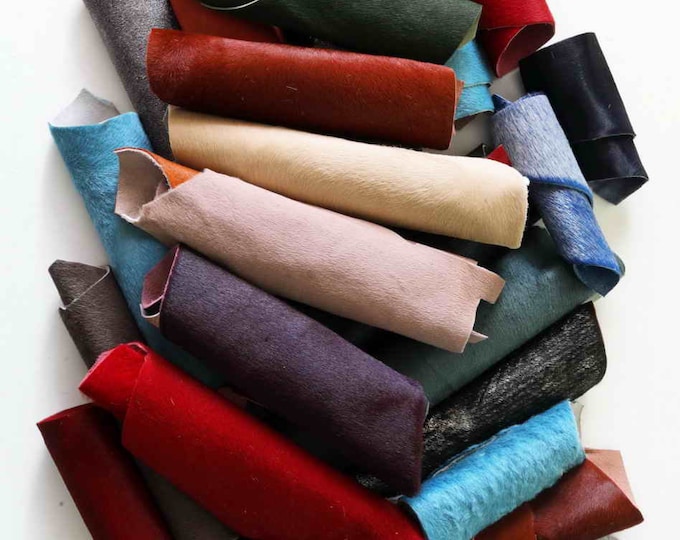 Hair On Leather Pieces, Colorful Cavallino Scraps, Solid Shade Pony Offcuts for Earrings and Handmade B008 La Garzarara