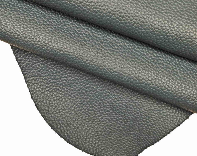 Pebbled leather, Avio light blue, green GRAINY cow hide, soft thick grain embossed calfskin B14200-TU La Garzarara