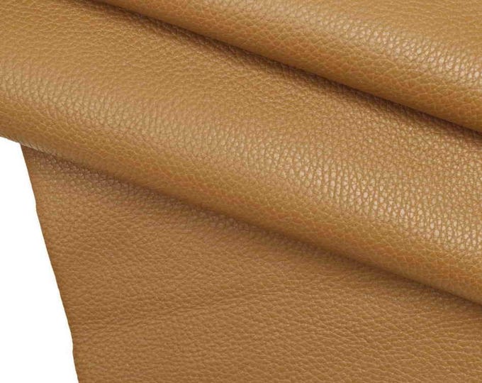 Brown pebble GRAIN cowhide, sporty soft PRINTED calfskin, thick semi glossy cowhide for crafters B18846-TU La Garzarara